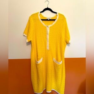 Yellow and white dress